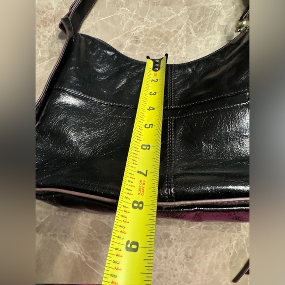 Vintage Hobo black leather shoulder bag convertible strap satchel - Picture 4 of 13